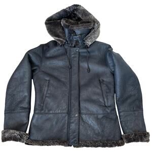 Leather Sheepskin Coat Women’s S Black